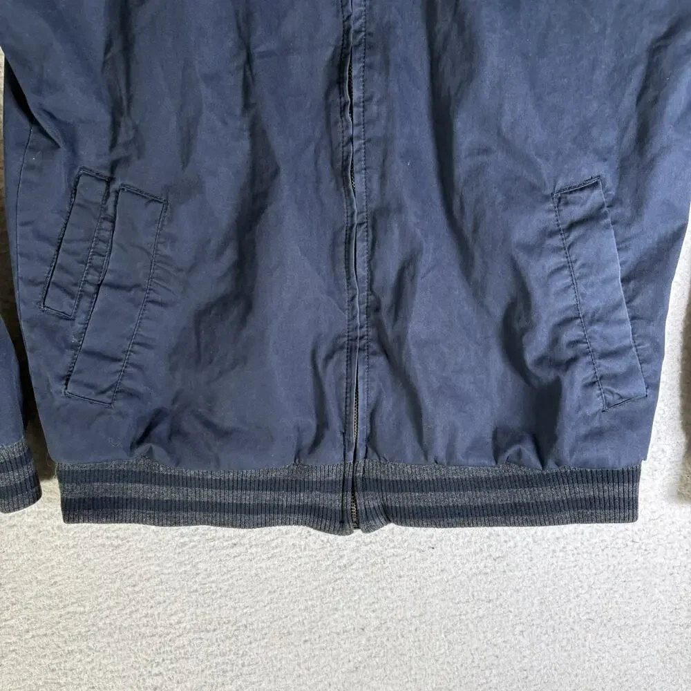 Vintage Old Navy Bomber Jacket Mens Small Blue Varsity Mesh Lined Band Collar